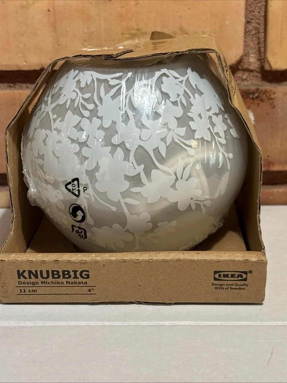 IKEA White Frosted Floral Glass Lamp Shade KNUBBIG